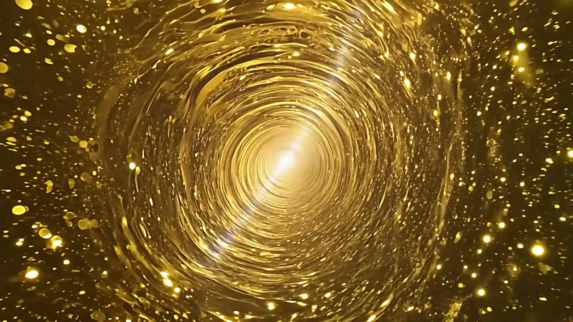 Spiraling Gold Tunnel Luxurious Background for Title Animation